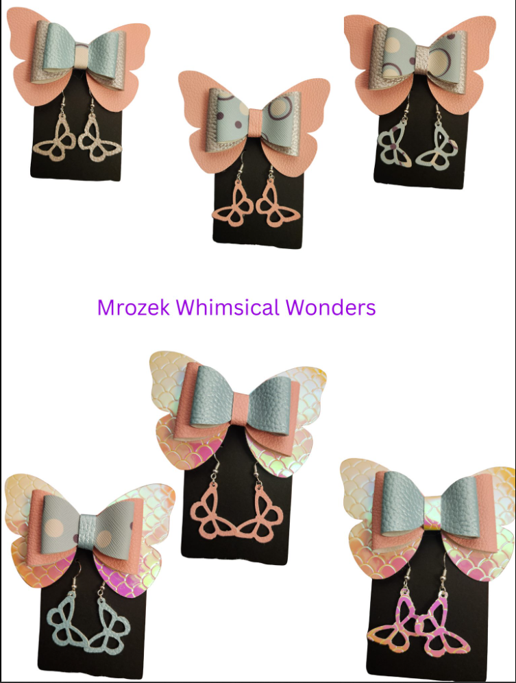 Multiple butterfly bow and earring sets