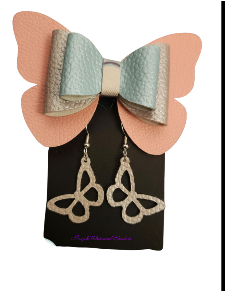 Butterfly bow and earring set