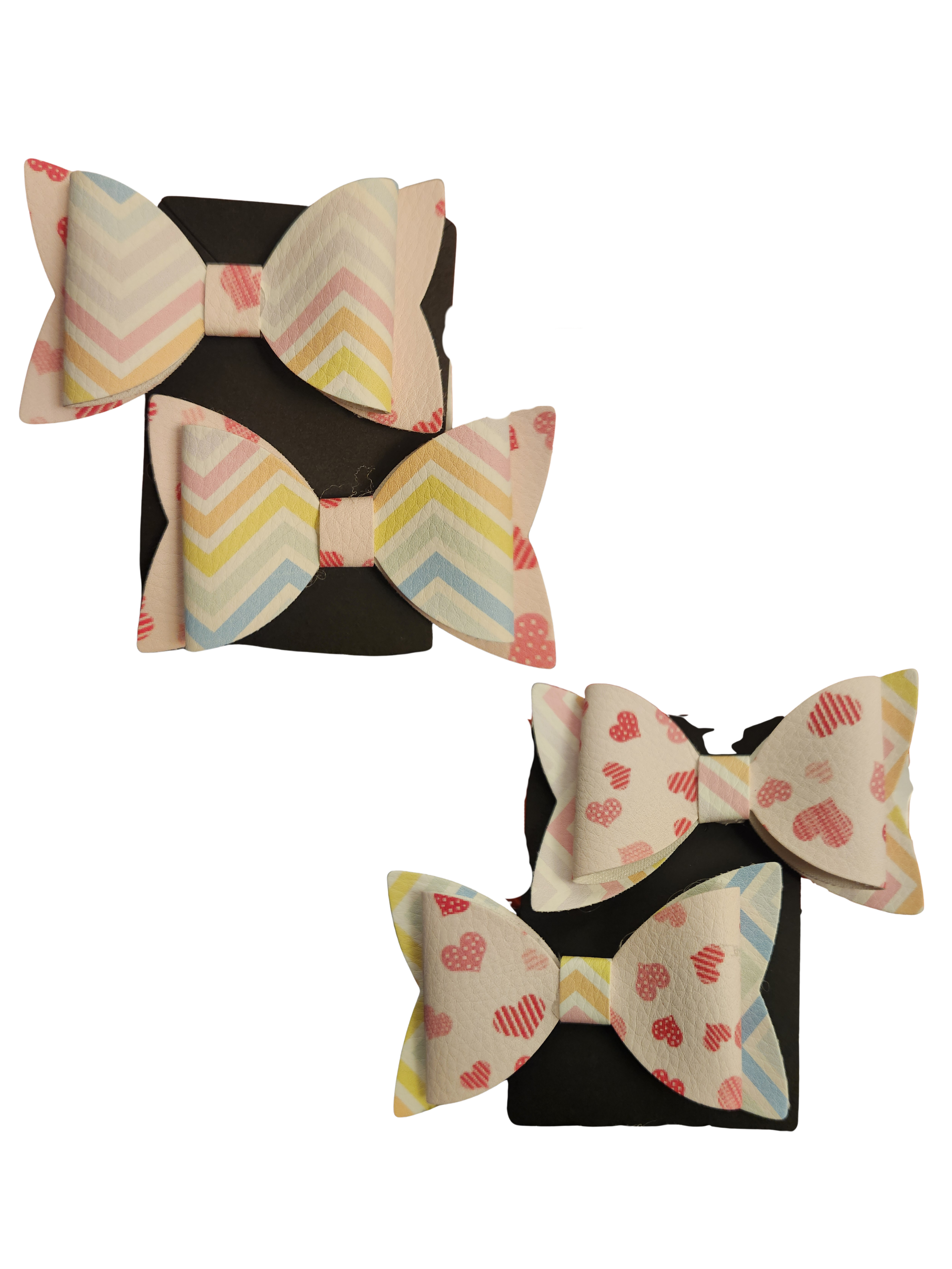 Pastel heart and chevron handmade bows